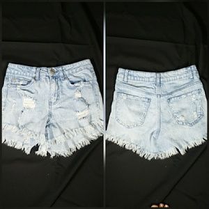 Fringed Denim Shorts